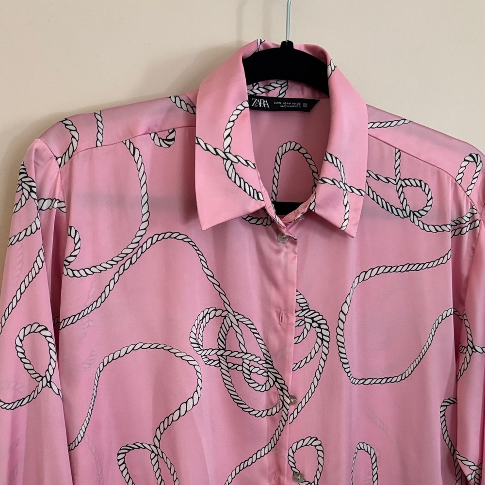 Zara Pink Rope Pattern Blouse - Picture 3 of 4